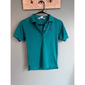 Vintage SKIVA Green Polo T Shirt Kids Small